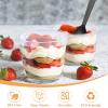 Suclain 100 Sets 8 oz Clear Dessert Cups with Lids and Sporks Disposable Plastic Parfait Yogurt Cups with Lids for Food Ice Cream Dessert Snack Fruit wedding birthday Party Serving(Flat Lid) view 2