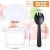 Suclain 100 Sets 8 oz Clear Dessert Cups with Lids and Sporks Disposable Plastic Parfait Yogurt Cups with Lids for Food Ice Cream Dessert Snack Fruit wedding birthday Party Serving(Flat Lid) view 3