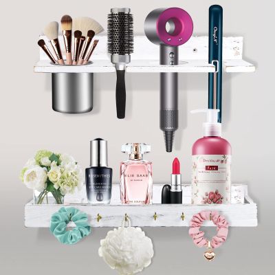 ANHIEN Hair Tool Organizer,Wall Mounted Hair Dryer and Styling tool Holder,Blow Dryer Holder,Organizer for Hot Tools, Curling Iron,Hair Straightener(White)