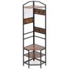 DOEWORKS 4-Tier Corner Industrial Hall Tree, Freestanding Entryway Coat Storage Rack with Hooks and Wooden Storage Shelves, Black view 1