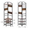 DOEWORKS 4-Tier Corner Industrial Hall Tree, Freestanding Entryway Coat Storage Rack with Hooks and Wooden Storage Shelves, Black view 4