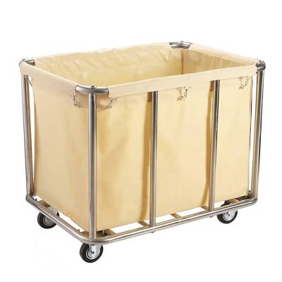 ZYFC Industrial Rolling Laundry Cart, Large Heavy Duty Laundry Hampers with Wheels, Laundry Basket Bulk Truck Commercial Household with Removable Liner Bag, 12 Bushel (400L), 200kg/440 Lbs Load