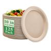 Vplus 100% Compostable Oval Paper Plates 10 inch 125 Pack Super Strong Disposable Paper Plates Bagasse Natural Biodegradable Eco-Friendly Sugarcane for BBQ, Party, Gathering, and Picnic view 1