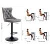 Aoowow Swivel Bar Stools Set of 2,Adjustable Barstools with Back Velvet Tufted Counter Stool Modern Upholstered Bar Chairs with Nailhead for Kitchen Island Restaurant Pub Counter (Gray-Black) view 2