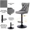 Aoowow Swivel Bar Stools Set of 2,Adjustable Barstools with Back Velvet Tufted Counter Stool Modern Upholstered Bar Chairs with Nailhead for Kitchen Island Restaurant Pub Counter (Gray-Black) view 4