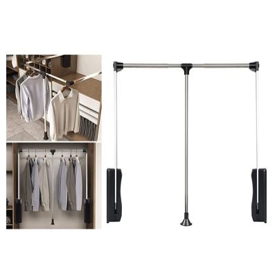 Closet Lifting Type Adjustable Width Hanger, Pull Down Hanging Rail for Wardrobe, Extendable Clothes Hanger Rail, for Hanging Clothes Wardrobe Lift Rail Organizer Storage System, Clothes Organizer (S