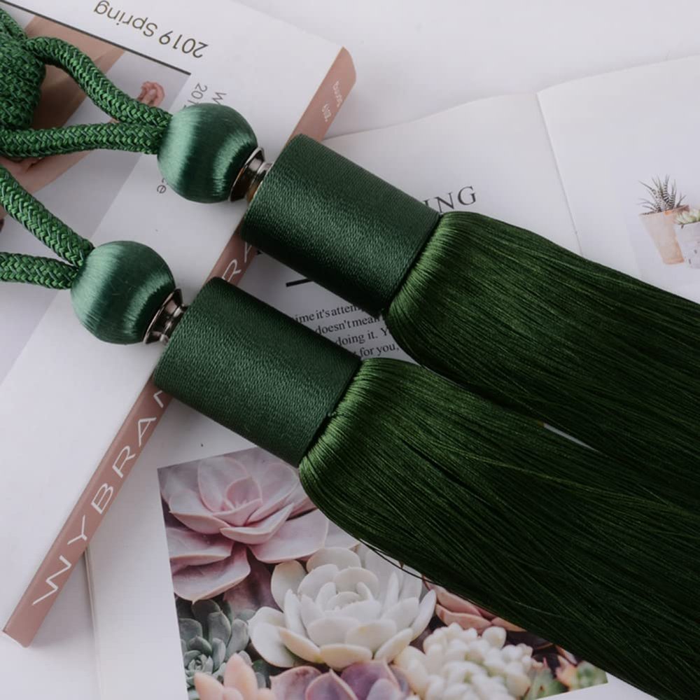 1 Pair Simple Curtain Rope Tiebacks, Living Room Decorative Tassels Curtain Tiebacks Curtain Accessories Curtain Holdbacks Curtain Buckle Tieback (Green)