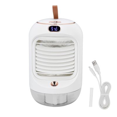 Small Humidifier Fan with 3 Gear Adjustment, Mini a ir Conditioner, USB Charging Night Light Water Cooling Fan with 5 Blades, for Travel Home Office(White), Mini a ir Conditioner, Small Humidifier