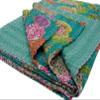 Rajasthaniartdecor Indian Reversible Kantha Quilt for Living Dorm Room Bed Cover Handmade Stitched Pure Cotton Fruit Print Bedspread Kantha Quilt view 4