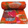 Rajasthaniartdecor Indian Reversible Kantha Quilt for Living Dorm Room Bed Cover Handmade Stitched Pure Cotton Fruit Print Bedspread Kantha Quilt view 1