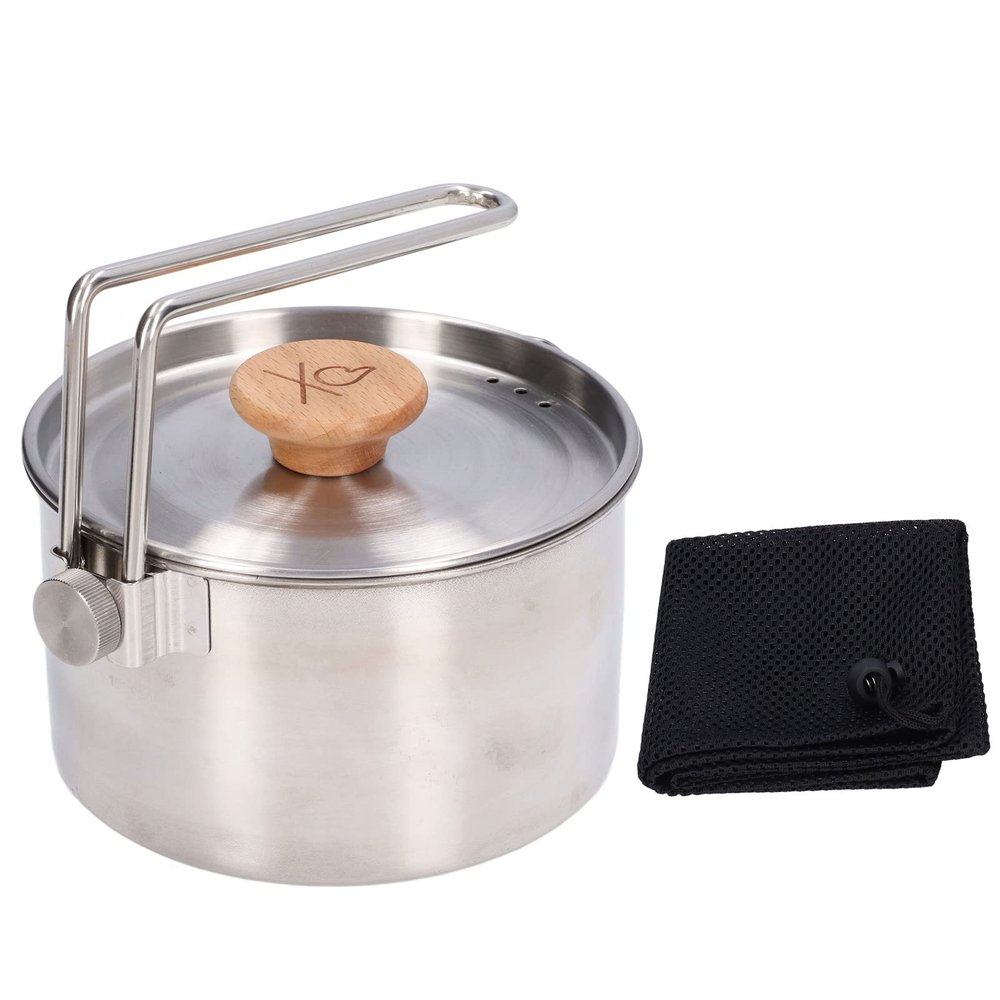 Yosoo Camping Pot, 1000ml Camping Water Cup with Detachable Handle Stainless Steel Portable Outdoor Tea Coffee Pot for Camping Hiking Backpacking Picnic