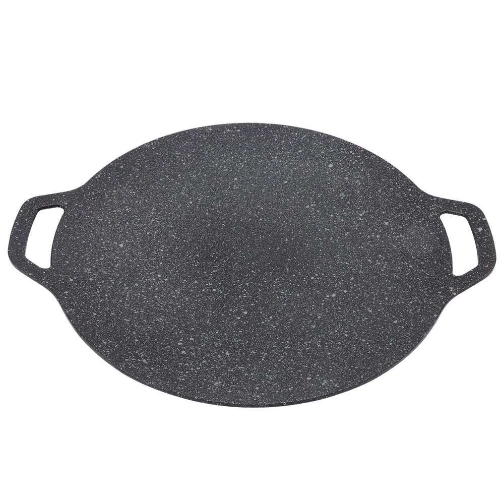 13.0in Cast Iron Baking Pan, Round Nonstick Pizza Pan Frying Pan with Handles, Long Lasting, Even Heating, Searing, Roasting, Frying, Grilling Pan for Kitchen, Outdoor