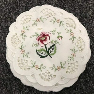 12 Pcs 6" Embroidered Lace Round Doily Doilies Rose Wedding Party Dining Decor