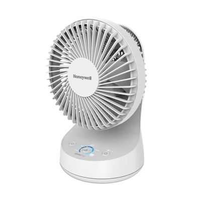 Honeywell QuietSet 5 Oscillating Table Fan, White Personal and Small Room Fan with Quiet Operation and 5 Levels of Power and Sound