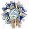 Beautiful Blue Burlap On Beach Time Coastal Wreath for Front Door Decorations with Starfish & Sand Dollar view 1