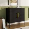 JOZZBY Storage Buffet Cabinet, Freestanding Sideboard with Double Doors, Modern Wooden Sideboard, Black Side Cabinets for Bedroom, Living Room, Kitchen, Office and Hallway, WLFH0007BK view 1