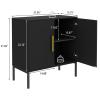 JOZZBY Storage Buffet Cabinet, Freestanding Sideboard with Double Doors, Modern Wooden Sideboard, Black Side Cabinets for Bedroom, Living Room, Kitchen, Office and Hallway, WLFH0007BK view 2