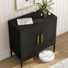 JOZZBY Storage Buffet Cabinet, Freestanding Sideboard with Double Doors, Modern Wooden Sideboard, Black Side Cabinets for Bedroom, Living Room, Kitchen, Office and Hallway, WLFH0007BK view 3