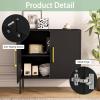 JOZZBY Storage Buffet Cabinet, Freestanding Sideboard with Double Doors, Modern Wooden Sideboard, Black Side Cabinets for Bedroom, Living Room, Kitchen, Office and Hallway, WLFH0007BK view 4