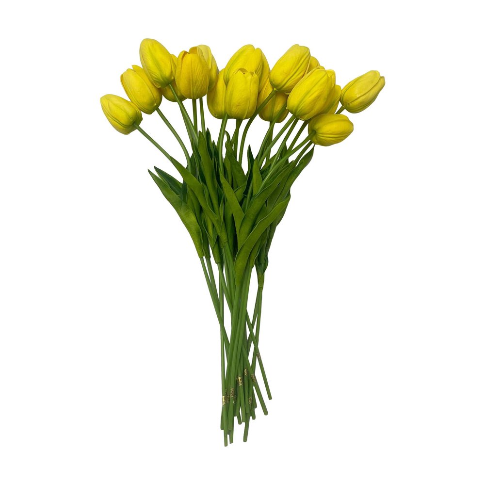 15" Yellow Faux Tulips for Wedding Bouquets Centerpieces Bridal Silk Floral Home Decor