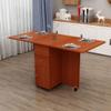 CraftThink Folding Dining Table, Solid Wood Rectangle Versatile Dinner Table with Wheels and Storage Racks, Space Saving Kitchen Table Dining Room Table, Red, 55.1" L x 27.6" W x 29.5" H view 1