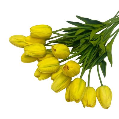 18 Pcs 15" Yellow Tulips Artificial Flowers Silk Floral for Wedding Bouquet Table Dcor