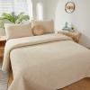 Brandream King Size Quilt Set Cotton Beige Quilts Farmhouse Matelasse Bedding Covetlet Set 3-Piece view 2