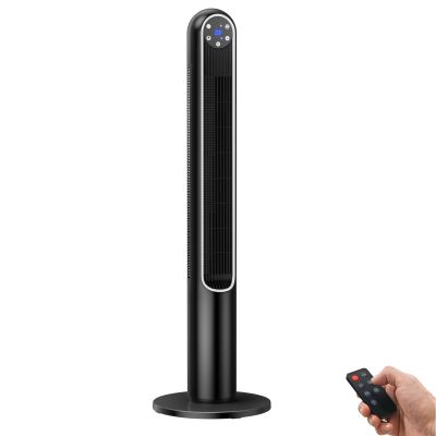 GOFLAME Tower Fan with Remote Control, 42" 80 Oscillating Quiet Cooling Fan with 3 Wind Modes, LED Control Panel and 12H Timer, Portable Bladeless Standing Fan for Bedroom Living Room Office (Black)