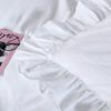 3pc Duvet Cover Set 100% Egyptian Cotton 1000-TC Zipper & Corner Ties Rectangle Pattern Decorative (Oversized King Plus 120x128, Edge Ruffle White Duvet Set) view 2