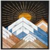 wall26 Framed Canvas Print Wall Art Western Decor Wood Panel Shining Sun Mountain Range Nature Wilderness Digital Art Modern Art Southwest Decorative for Living Room, Bedroom, Office - 16"x24" Black view 1