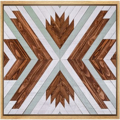 wall26 Framed Canvas Print Wall Art Western Decor Brown Gray Wood Panel Pattern Collage Nature Wilderness Digital Art Modern Art Southwest Decorative for Living Room, Bedroom, Office - 16"x24" Natural
