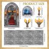 13 Pcs Medieval Party Decorations Kit, 9x4.5 ft Brick Stone Tablecloths Backdrop Castle Entrance Door, Window Stickers 8 Torch Stickers Supplies for Medieval Knight Themed Castle Photo Props(Cool) view 2