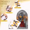 13 Pcs Medieval Party Decorations Kit, 9x4.5 ft Brick Stone Tablecloths Backdrop Castle Entrance Door, Window Stickers 8 Torch Stickers Supplies for Medieval Knight Themed Castle Photo Props(Cool) view 3