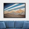 wall26 Framed Canvas Print Wall Art Western Decor Vibrant Blue Stripe Sky Mountain Range Nature Wilderness Digital Art Modern Art Southwest Decorative for Living Room, Bedroom, Office - 16"x24" Black view 2