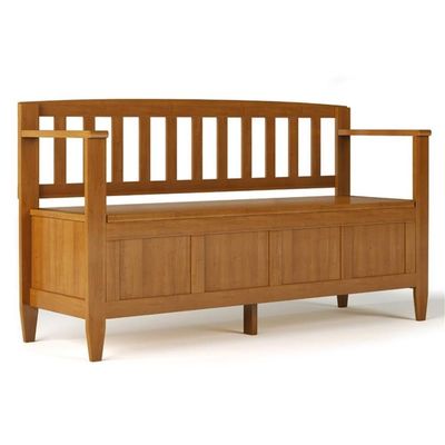Trent Home Solid Wood Entryway Storage Bench in Light Golden Brown