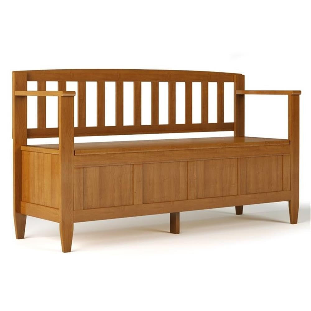 Trent Home Solid Wood Entryway Storage Bench in Light Golden Brown