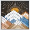 wall26 Framed Canvas Print Wall Art Western Decor Wood Panel Shining Sun Mountain Range Nature Wilderness Digital Art Modern Art Southwest Decorative for Living Room, Bedroom, Office - 16"x24" White view 1