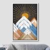 wall26 Framed Canvas Print Wall Art Western Decor Wood Panel Shining Sun Mountain Range Nature Wilderness Digital Art Modern Art Southwest Decorative for Living Room, Bedroom, Office - 16"x24" White view 2