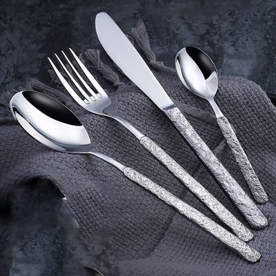 IKXO 64-Piece Silverware Set for 16, Unique Premium 18/10 Stainless Steel Flatware Cutlery Set, Include Fork Spoon Knife Set, Durable Home Kitchen SilverwareStone Pattern