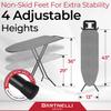 Bartnelli by Rorets Ironing Board Made in Europe | Iron Board with 4 Layered Cover & Pad, Height Adjustable up to 36" Features A Safety Iron Rest, 4 Steel Legs, for Laundry Room or Dorm Use (43x13) view 4