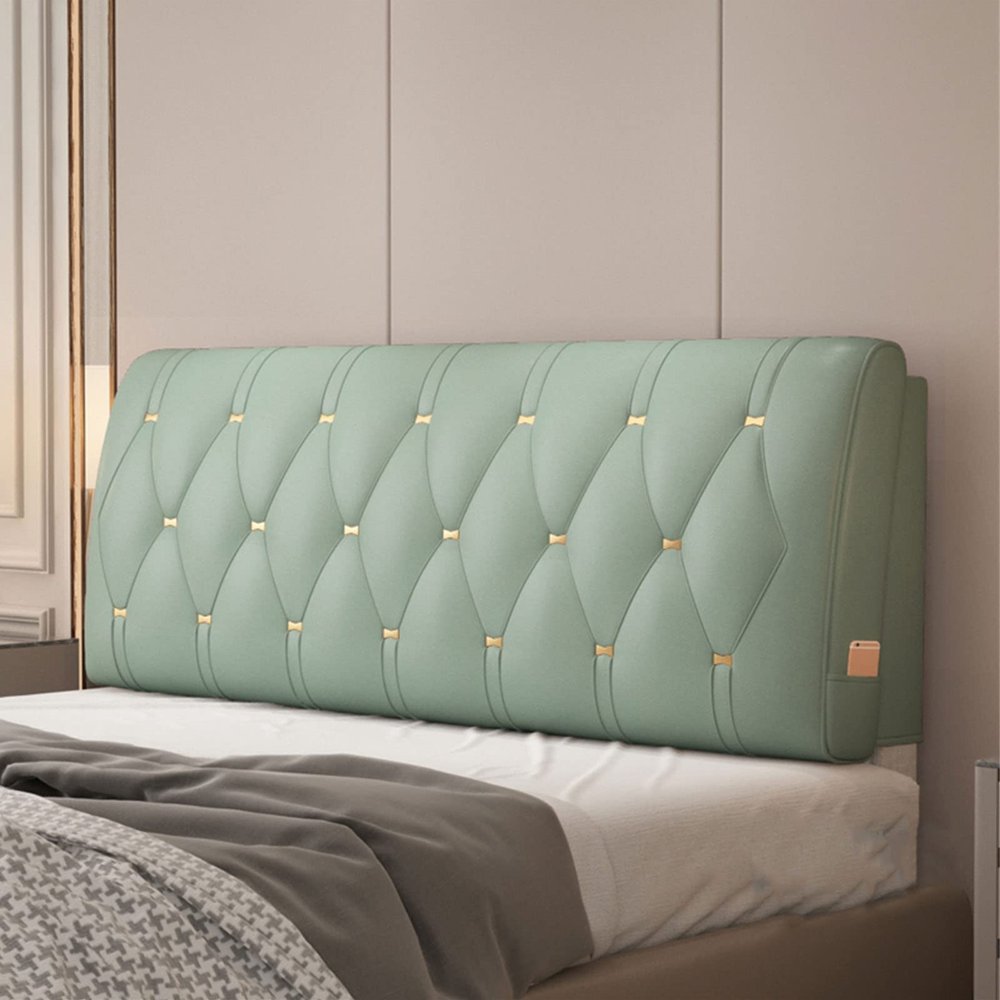 Headboard Pillow,Bed Backrest Pillow Large Big Headboard Reading Cushion Lumbar Support Pads Washable Cover Anti-Collision Pillow for Bedroom Dorm,Green,78.7"/200cm(King)