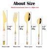 BRIIEC 24pcs Gold Silverware Set With Creative Imitation Ceramics Handle.Gold Plated Stainless Steel Flatware Cutlery Set, Service for 6 for Party, Home, Wedding - Mirror White Gold view 3