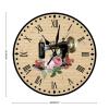 Flower Sewing Machine Wood Wall Clock 15inch Craft Room Decor Wall Clock Seamstress Sewing Lovers Gift Wall Clocks Retro Rustic Style Quality Quartz Silent Hanging Wall Clocks for Laundry Room view 2