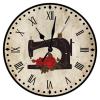 Swavecat Flower Sewing Machine Wood Wall Clock Silent Wood Wall Clocks Home Decor Sewing Room Wall Clocks Craft Room Decor Wall Clocks Tuscan Country Style 12inch Round Clock for Dinning Living Room view 1