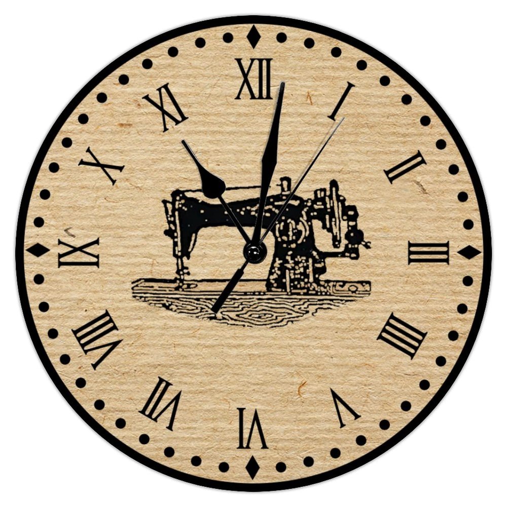 Swavecat Sewing Machine Art Clock 15inch Craft Room Decor Wall Clock Gift for Sewing Lover Tailor Wall Clock Farmhouse Decoration Non Ticking Operated Decorative Wall Clocks for Kitchen Dinning Room
