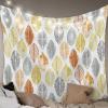 Savannan Wall Tapestry - Leaves Geometric Leaf Print Bohemian Yellow Orange Gray Tapestry Wall Hanging Wall Art Home Decor for Bedroom, Living Room, Dorm, 51"X59" view 2