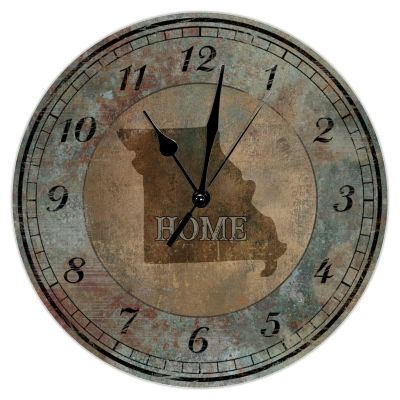 Missouri State Home Clock American State Vintage Shabby Art Clock Rustic 15inch Round Clock Battery Operated Silent Wood Wall Clocks for Dinning Living Room Birthday Housewarming Gift