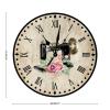 Flower Sewing Machine Wood Wall Clock Quality Quartz Silent Wood Wall Clocks Tailor Sewing Lovers Gift Wall Clocks Craft Room Decor Clock Farmhouse Wall Decor 12inch Round Clock for Living Room view 2
