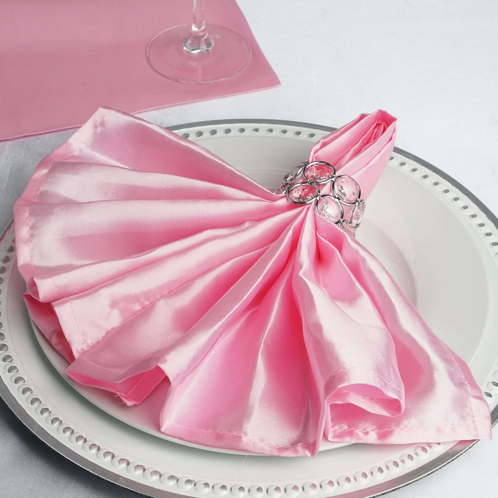 10 Pcs Pink Silky Satin 20x20 Wedding Napkins Party Table Linens Catering Supply