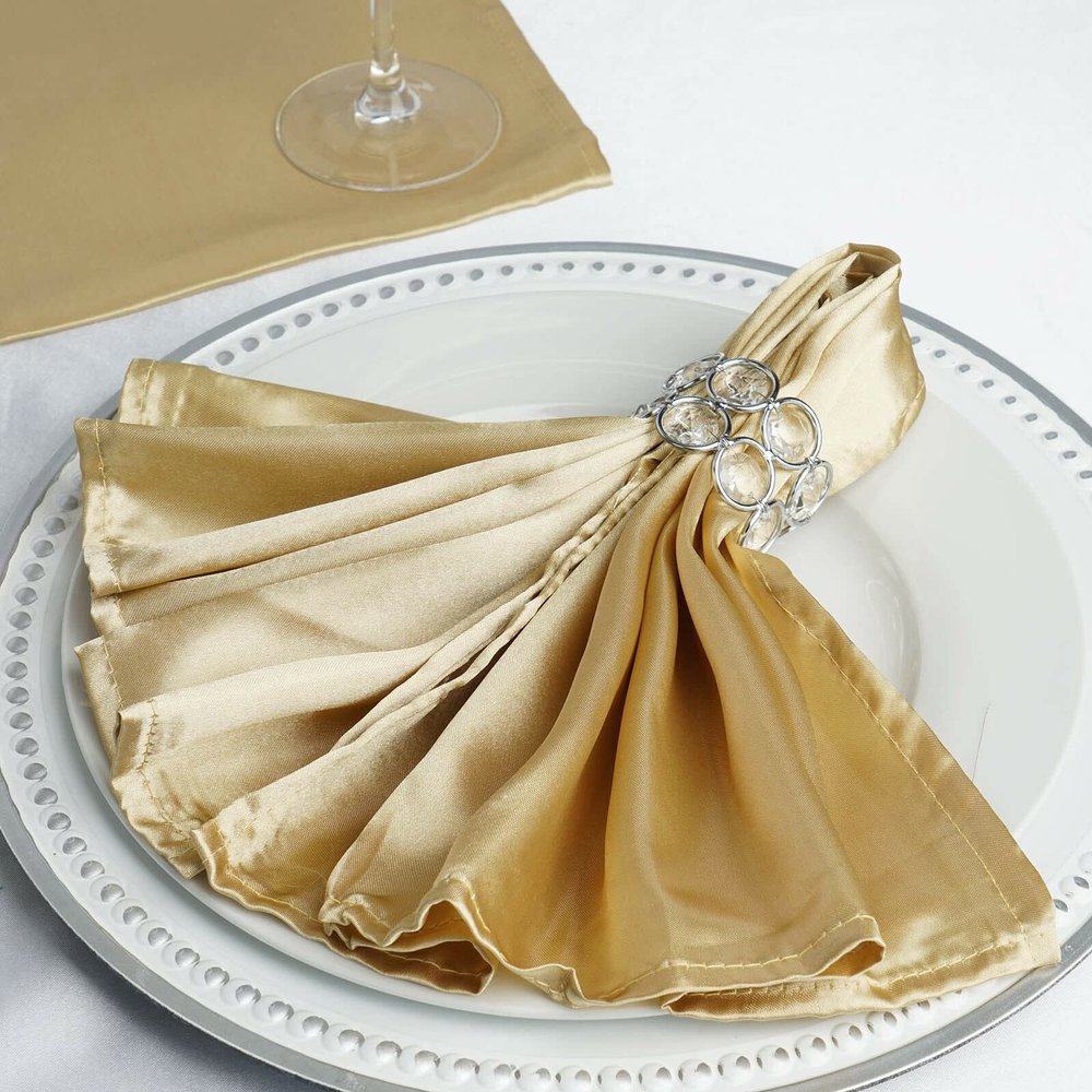 10 Pcs Champagne Silky Satin 20x20 Wedding Napkins Party Table Linens Catering